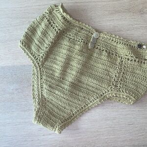 SHE MADE ME 
Essential High-Waisted Crochet Bikini Bottoms | Green New
